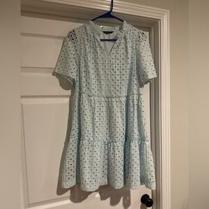 Light Blue Eyelet Mini Dress